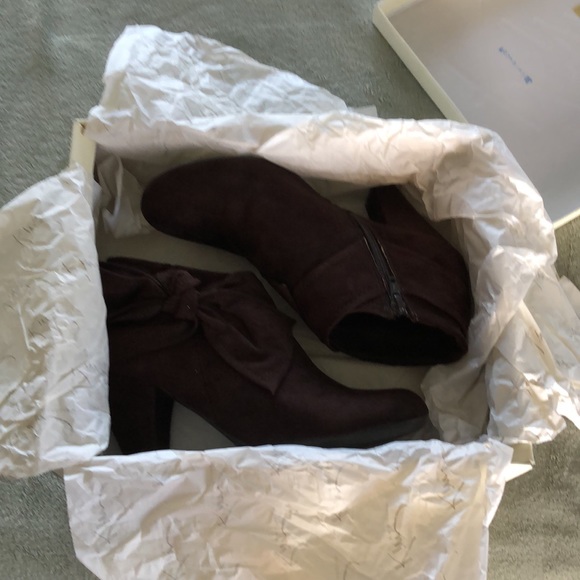 Booties, chocolate brown faux suede. Adorable!! - Picture 6 of 6